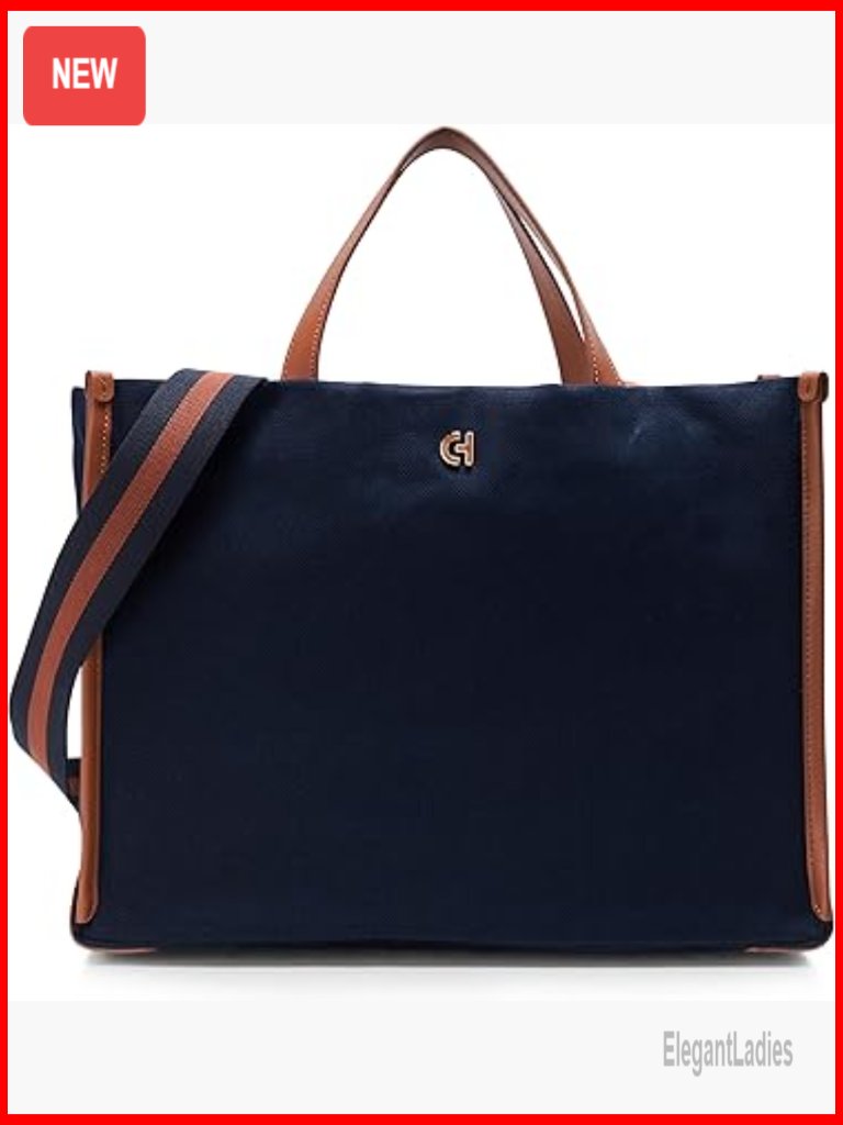 Canvas Tote Bag With Adjustable Strap, Magnetic Closure, Interior Pocket